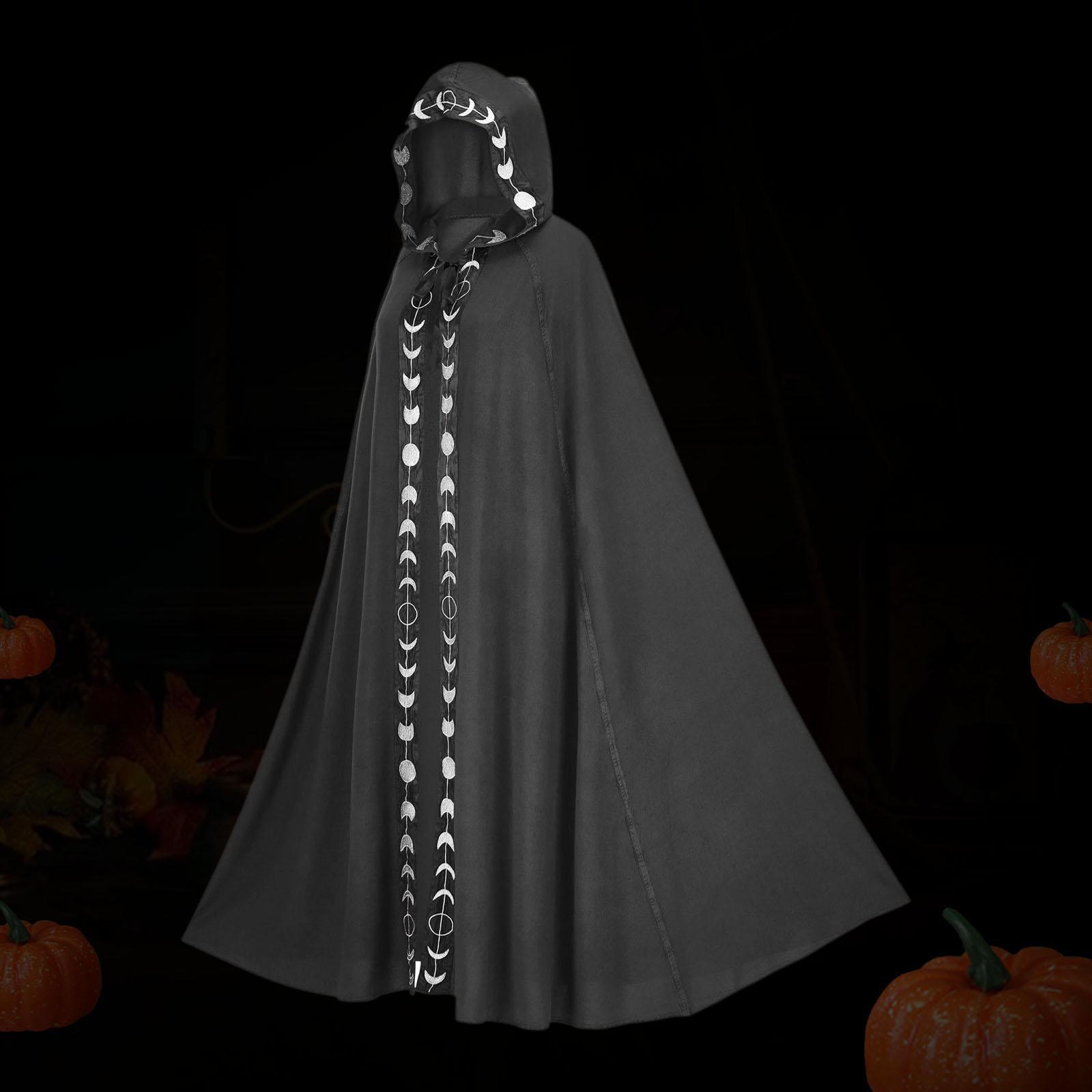 Halloween Cosplay Long Hooded Cloak Cape Wizard Devil Outfit Durable Versatile Devil Costume for Christmas Party Costume Ball