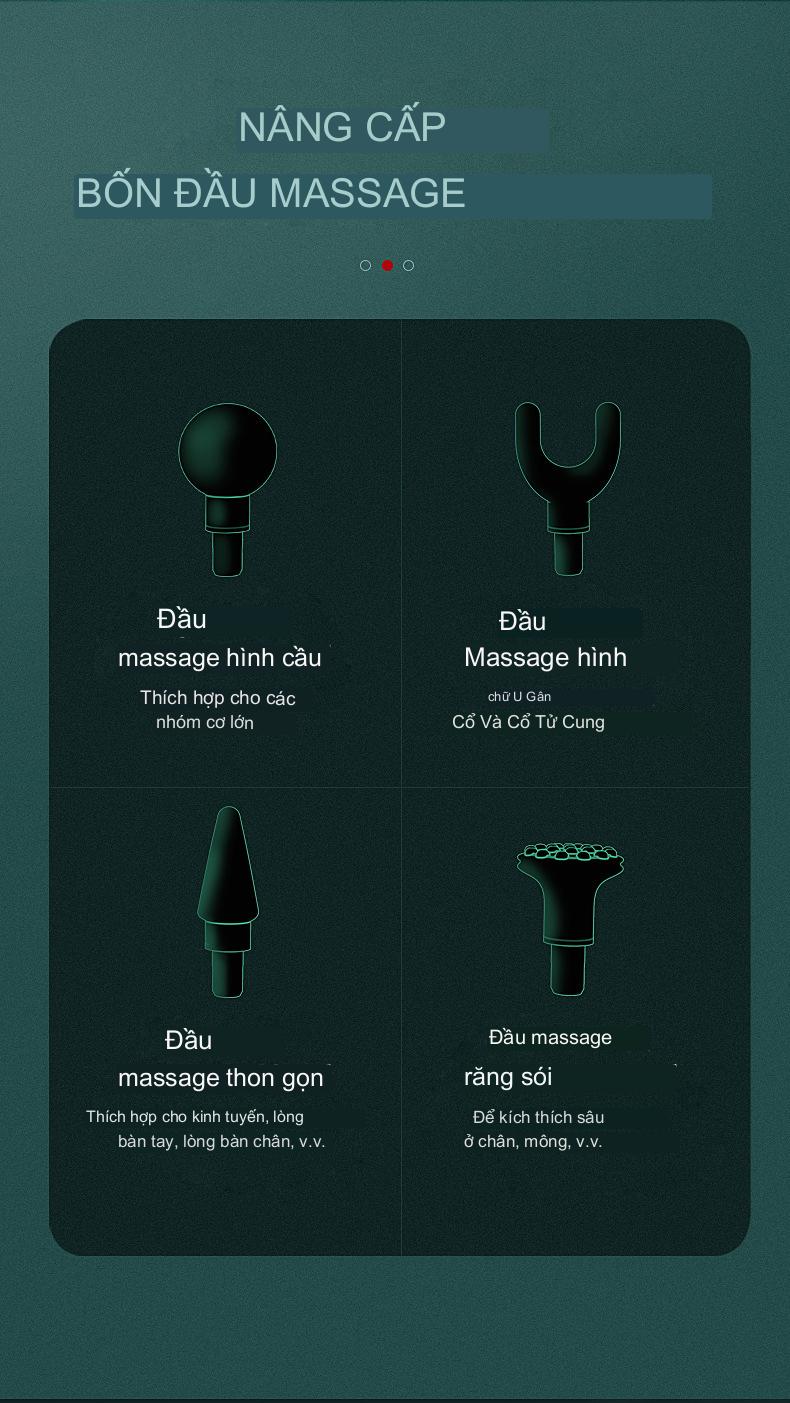 Súng Massage Cầm Tay THAFA Massge Trị Liệu Toàn Thân Với 4 Đầu Massage Và 32 Cấp Độ BH 12 Tháng 