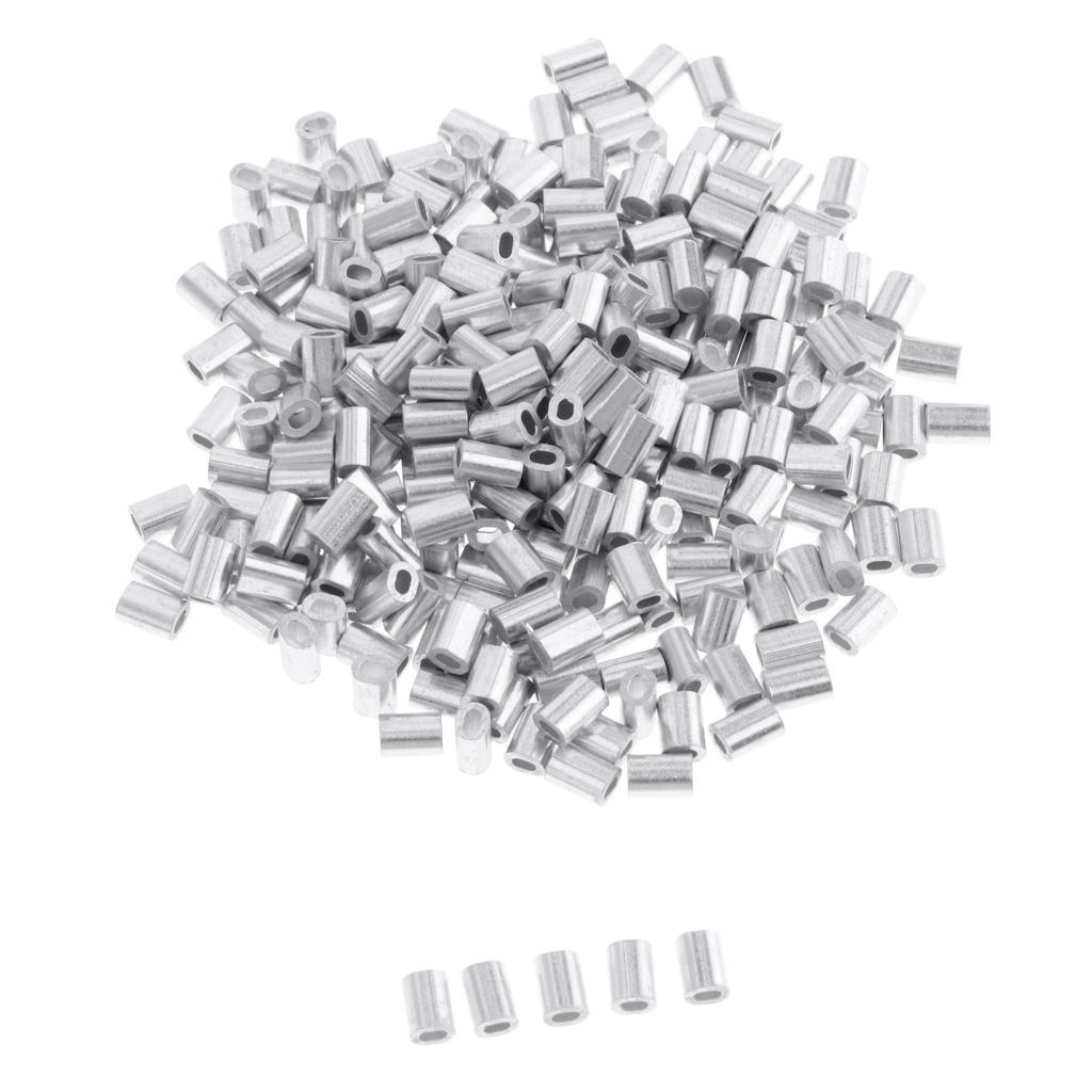 3x100Pcs Aluminum Fishing Crimps Double Barrel Crimping Sleeves 1mm