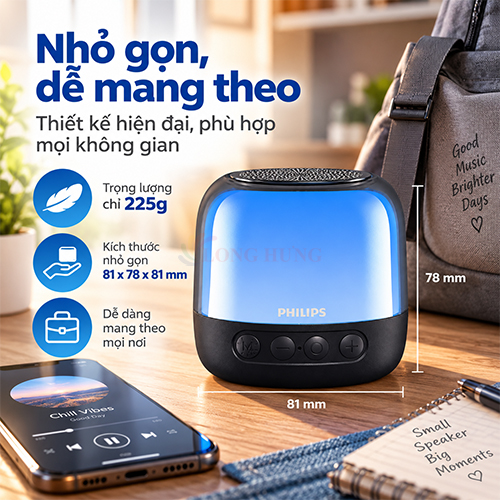 Loa Bluetooth Philips TAS1108BK/70 - Hàng chính hãng