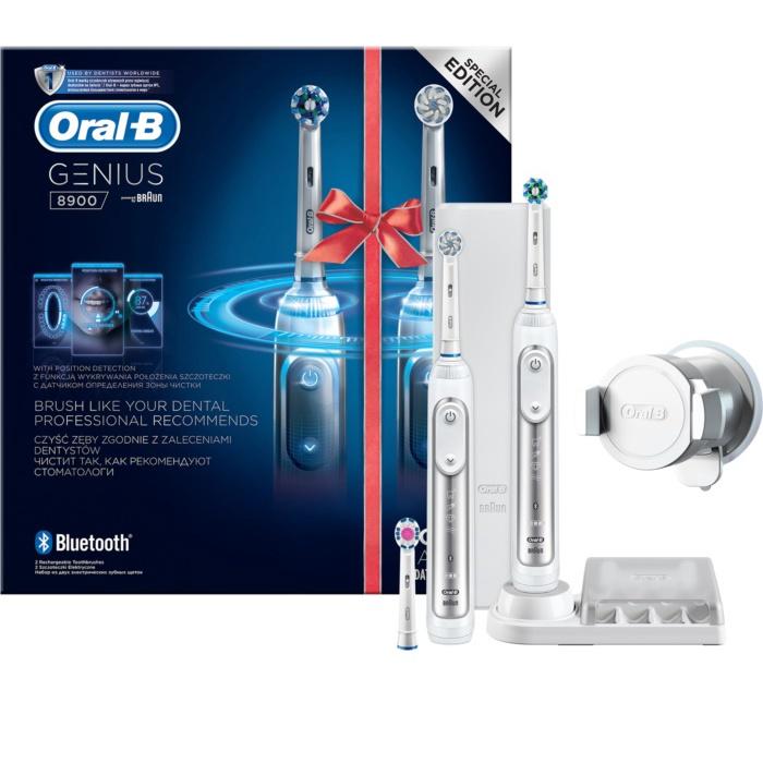 Set 2 Bàn Chải Điện Oral-B Genius 8900, Công Nghệ 3D, Loại Bỏ 99% Vi Khuẩn, Mảng Bám, Ngừa Sâu Răng, Nhập Đức