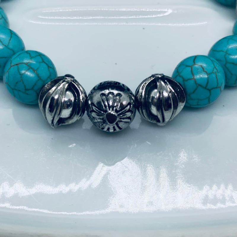 Lắc tay unisex Chrome Heart đá xanh fullbox.