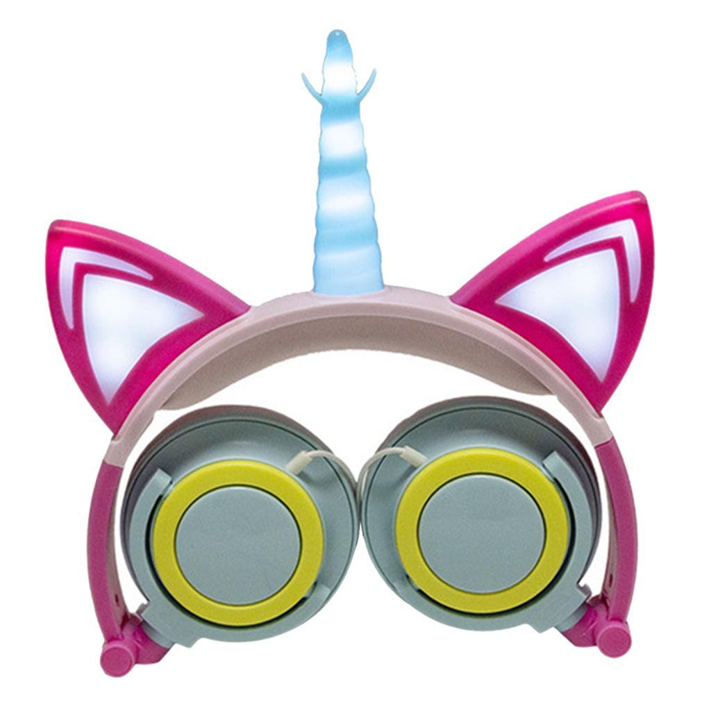 Cat Ear Unicorn Kids Headphones LED Flashing Girls Headband