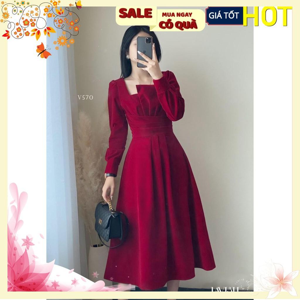 VÁY ĐỎ CÁCH ĐIỆU XẾP LY NGỰC DÀI TAY