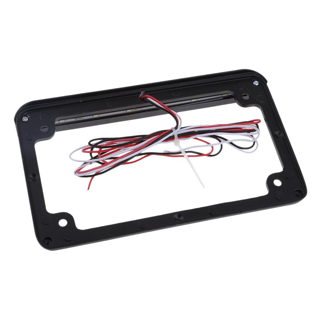 Universal Motorcycle Black Aluminum License Plate Frame With LED Brake Light