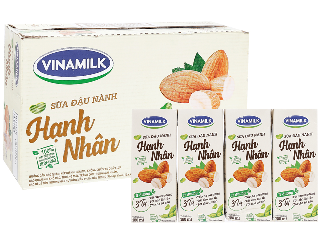 Thùng 48 hộp Sữa đậu nành Vinamilk hạt hạnh nhân 180ml