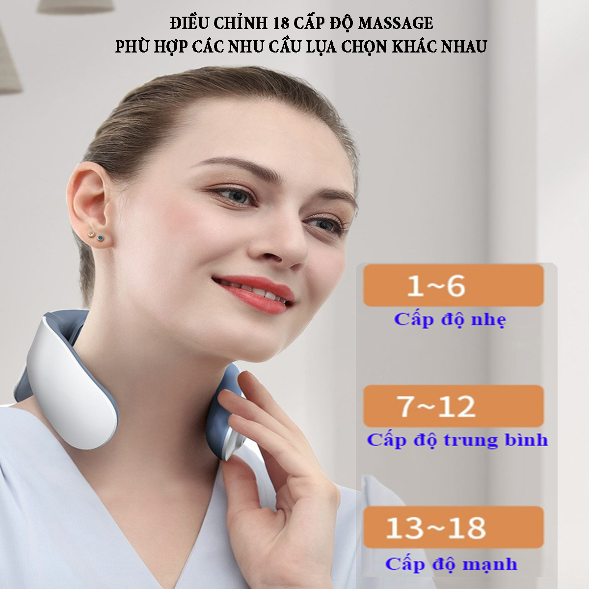 Máy massage cổ vai gáy tích hợp 4 đầu massage, chức năng chườm nóng, có remoss điều khiển, pin sạc 5V/800mA, giải pháp trị liệu hiệu quả