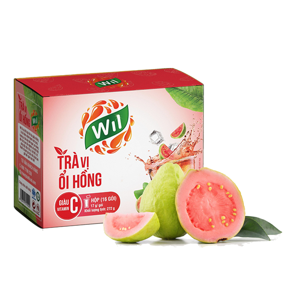 Trà hòa tan vị ổi hồng Wil bổ sung Vitamin giải khát hộp 196g (14 gói x 14g/gói)