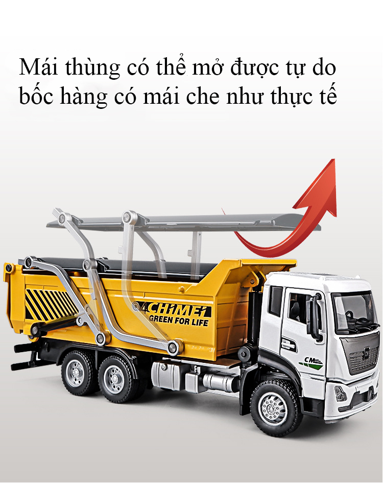 Đồ chơi xe tải vận chuyển KAVY -31 bằng kim loại nguyên khối có nhạc và đèn kích thước lớn nâng hạ thùng
