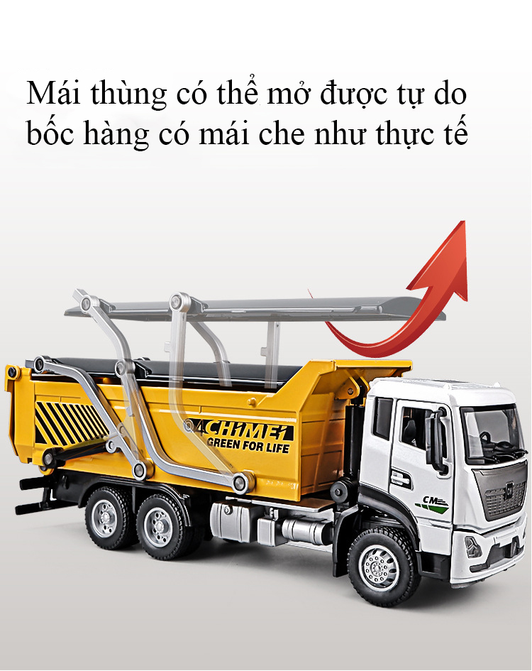 Đồ chơi xe tải vận chuyển  KAVY -31 bằng kim loại nguyên khối có nhạc và đèn kích thước lớn nâng hạ thùng