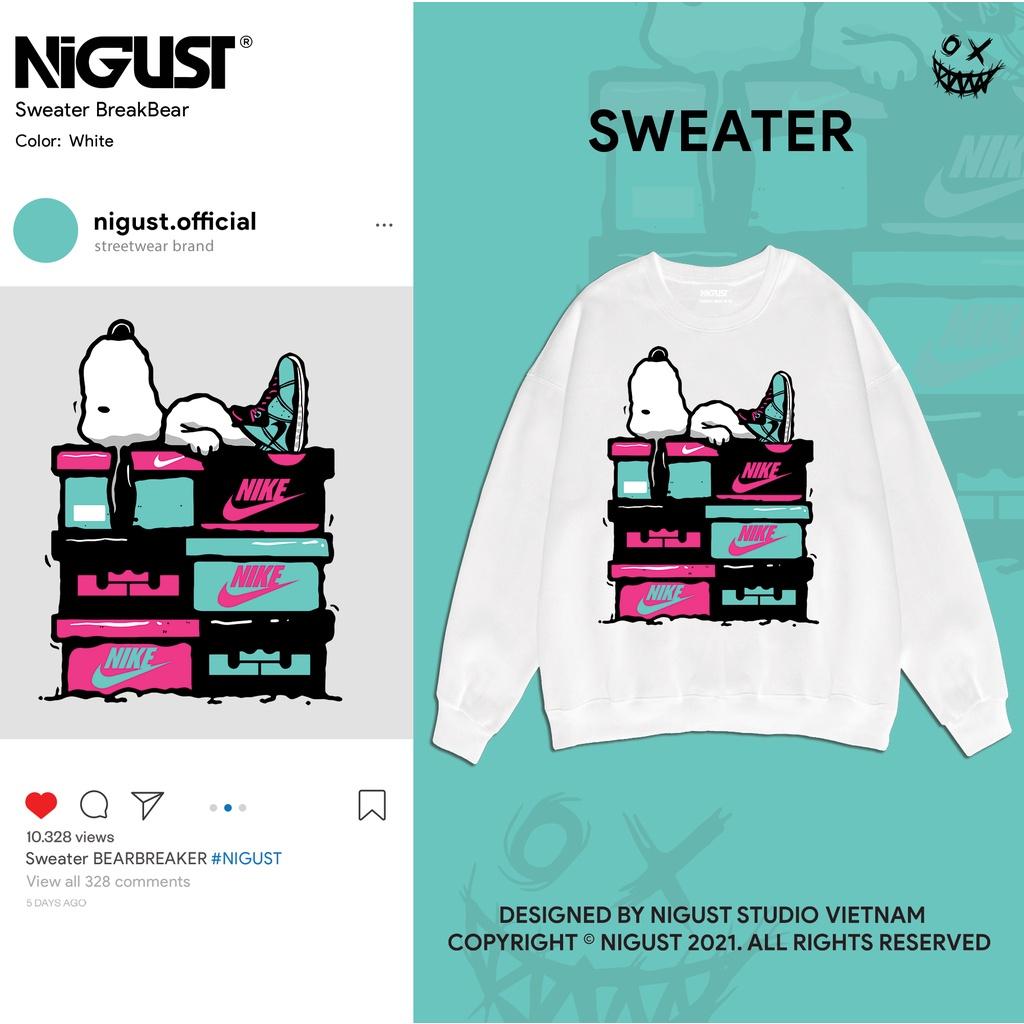 Áo sweater nam nữ local brand NIGUST Sneakerhead chất liệu nỉ da cá form rộng màu đen trắng Fullbox