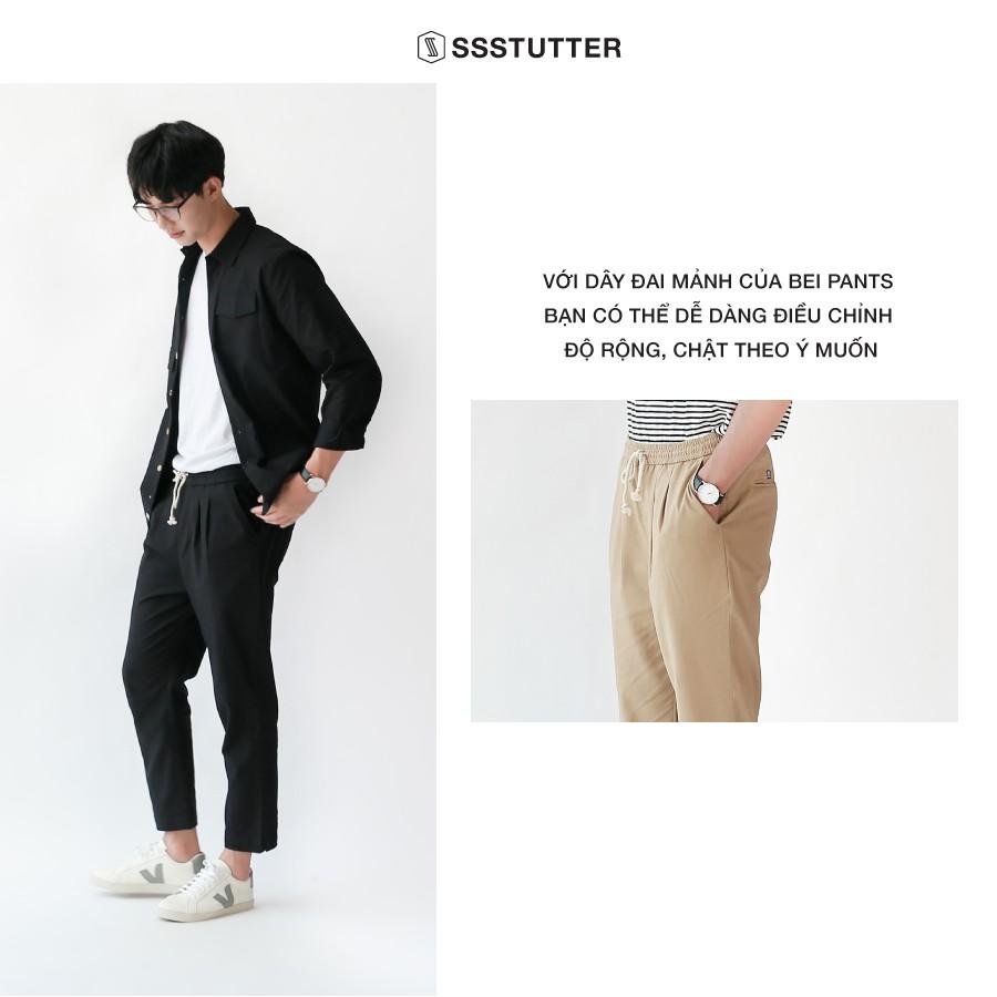 Quần dài Nam form Regular gọn gàng SSSTUTTER cạp chun thoải mái vận động 2 màu Bei Pants