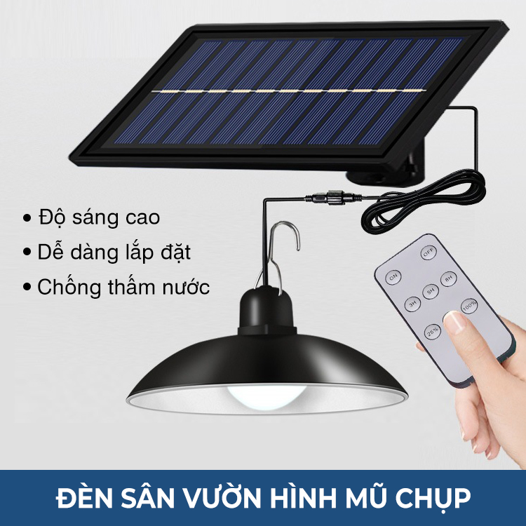 Đèn năng lượng mặt trời - đèn sân vườn hình mũ chụp, có điều khiển từ xa- K1556