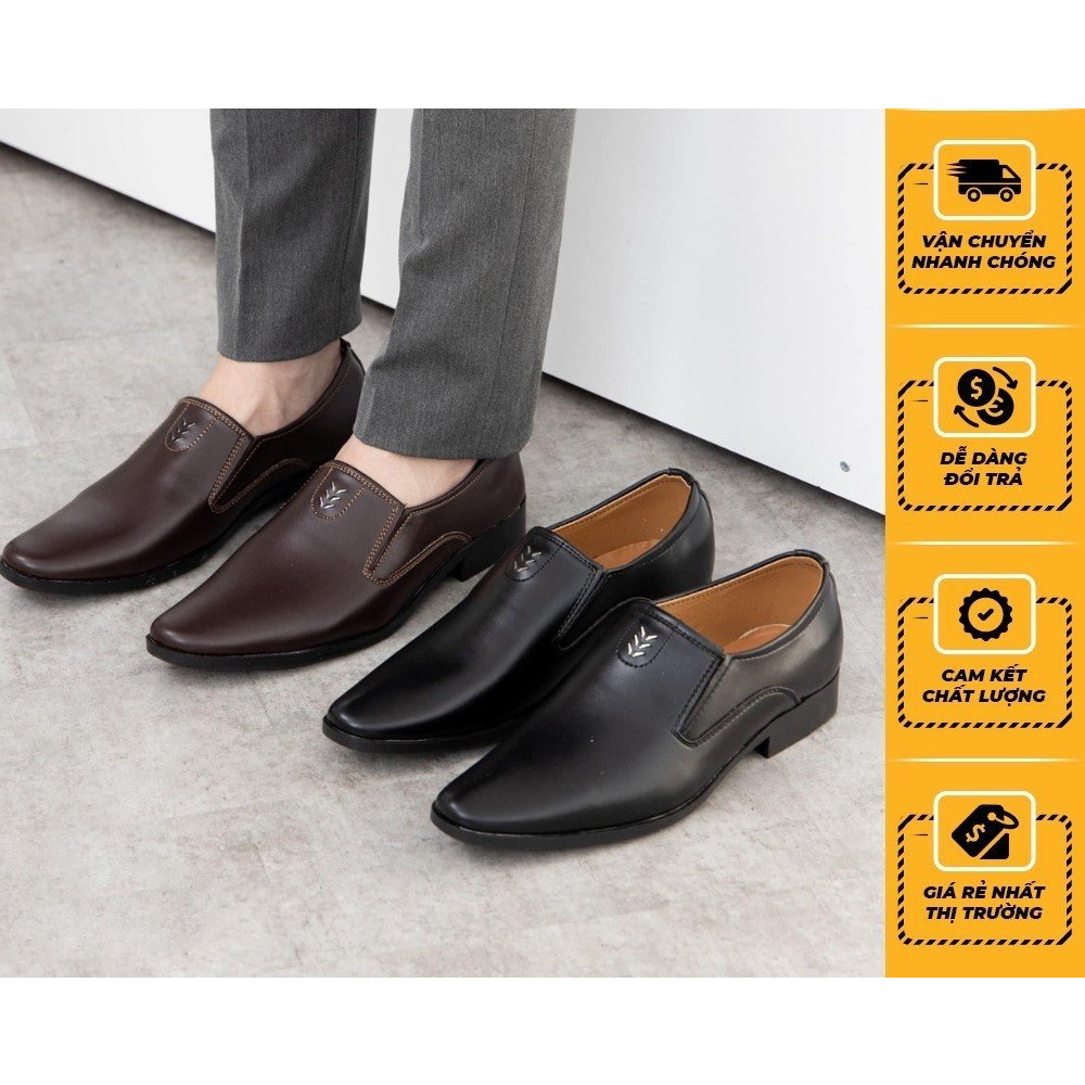 Giày tây nam công sở, giày nam da mềm đế khâu chắc với màu nâu đen size 38 đến 44