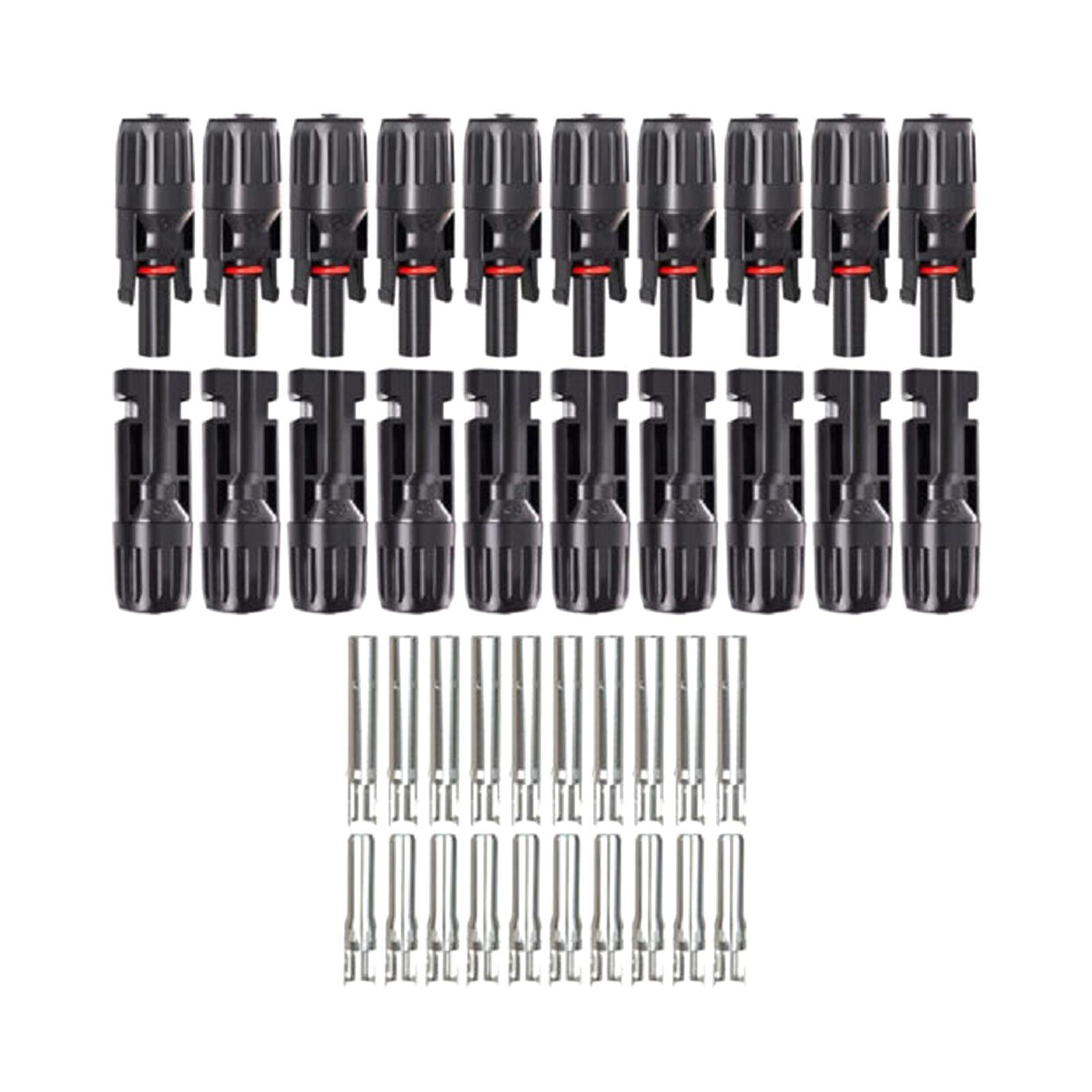 Solar Panel Connectors , Solar Panel Cable Connectors, 10 Pairs Male/Female Line Solar Connectors for Photovoltaic Systems, Garden