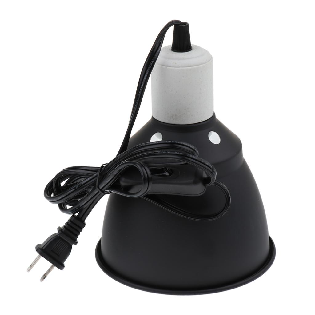 Dome Lamp Fixture for Reptiles Amphibians Poulty Heat Lamp UVA UVB Bulb Halogen Bulb & Habitat Lighting Holder 110-120V US Plug