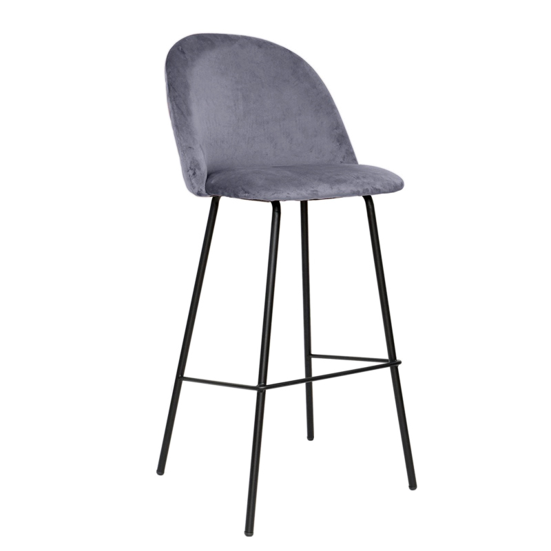 Ghế quầy bar có lưng tựa nệm vải nhung Ghế bar chân sắt cố định cao 75 cm Velvet Bar Stools CB CURVE-F CAPTA