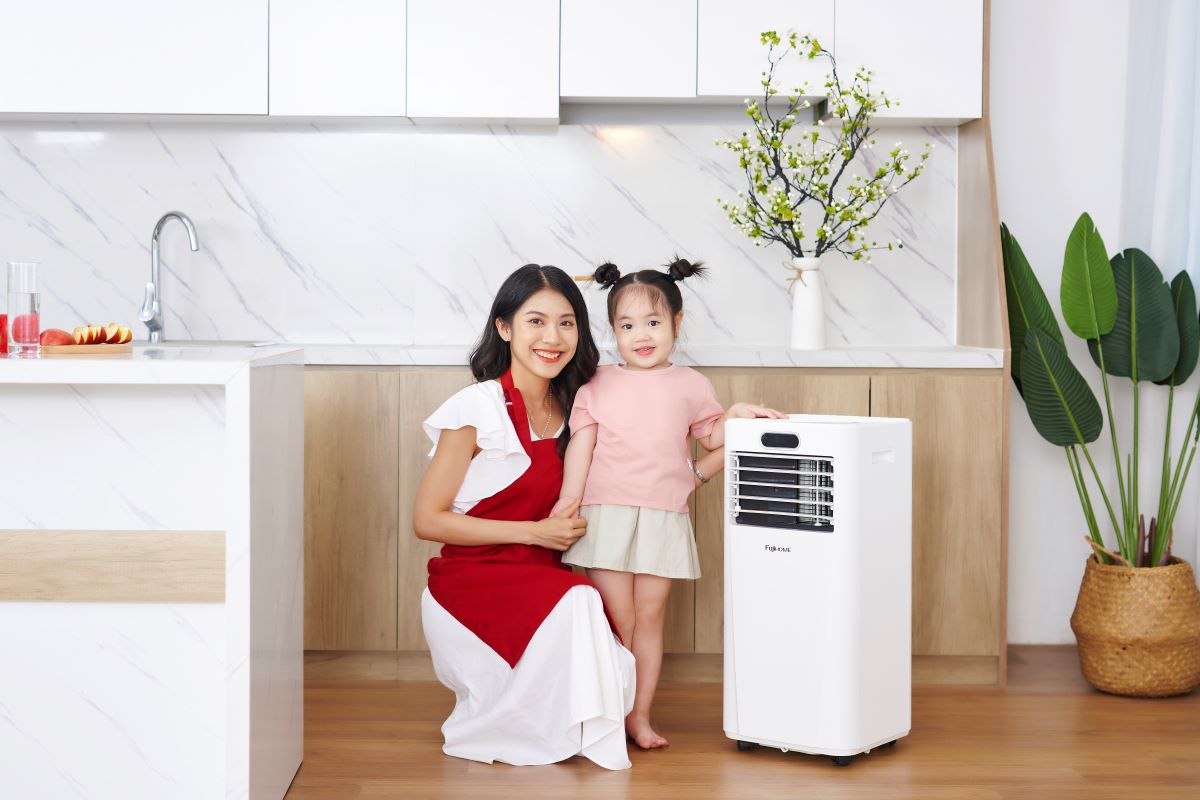 Điều hoà di động 9000BTU FUJIHOME dùng cho phòng 20m2, máy lạnh đứng di động mini có điều khiển từ xa không cần lắp đặt sử dụng app hút ẩm, giao hàng toàn quốc- Hàng Nhập Khẩu