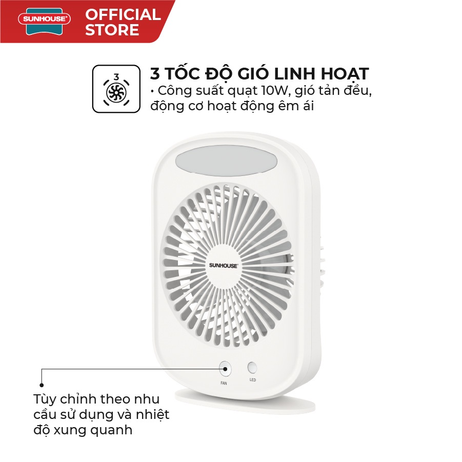 QUẠT SẠC MINI SUNHOUSE SHD7110- Hàng chính hãng