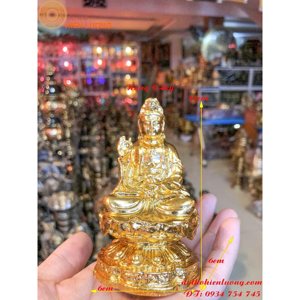 Tượng Phật Bà Quan Âm Ngồi Đài Sen Mạ Vàng Để Oto