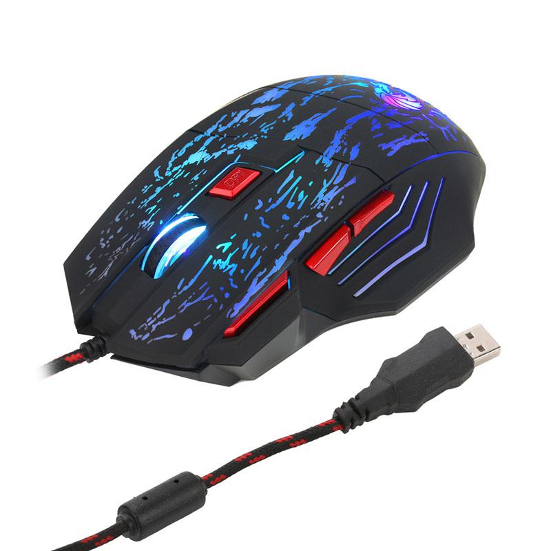 USB Chuột Chơi Game Có Dây 5500DPI Có Thể Điều Chỉnh 7 Nút Đèn LED Máy Tính Quang Học Chuột Chơi Game Cho Laptop Phụ Kiện Máy Tính