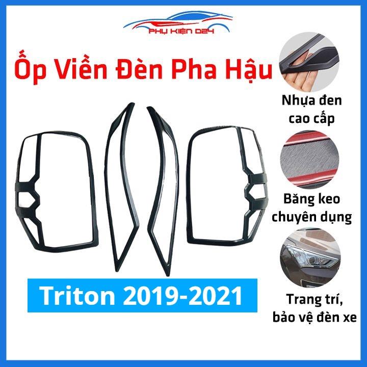 Ốp viền đèn pha hậu nhựa đen Triton 2019-2020-2021chống trầy trang trí bảo vệ xe
