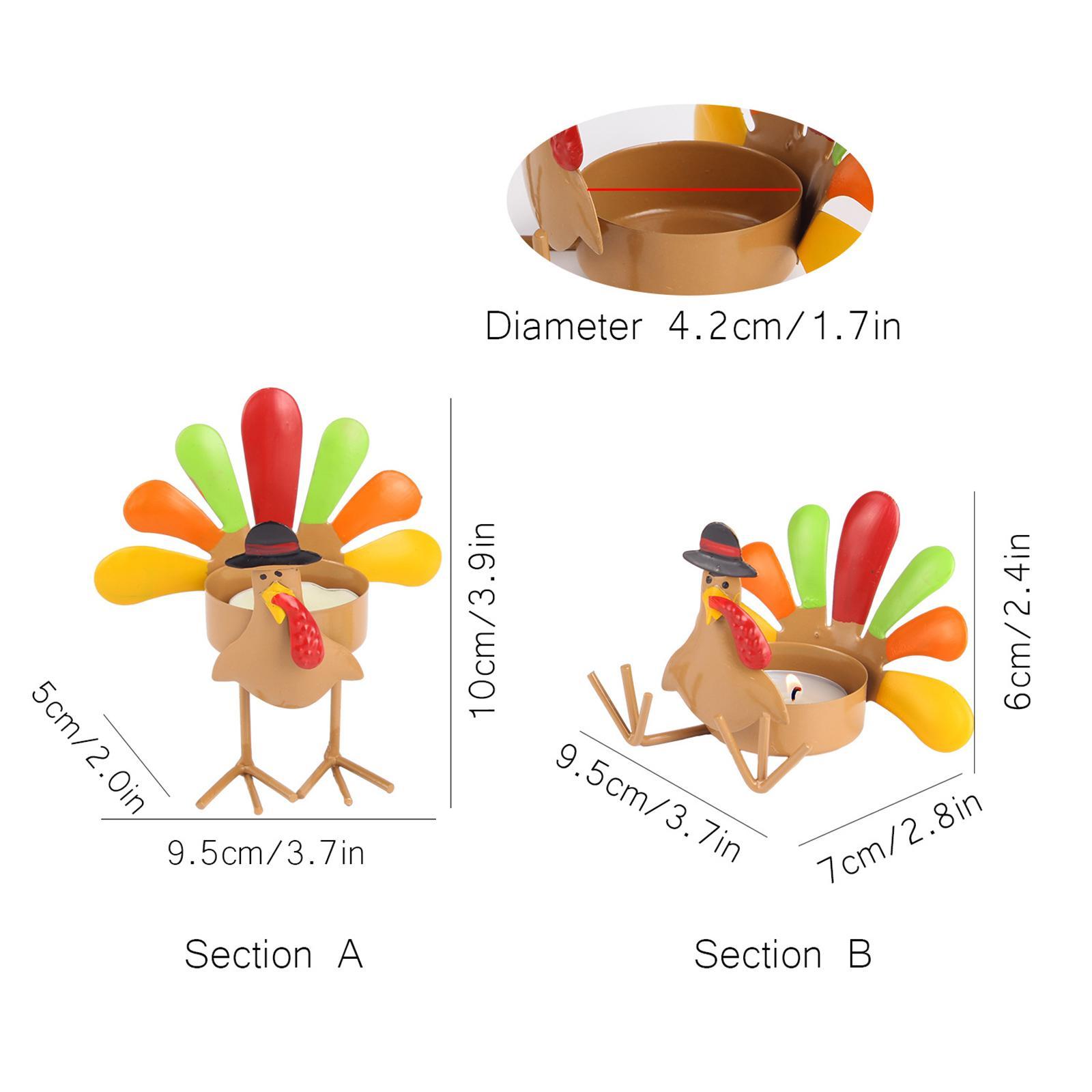 Metal Turkey Tealight Candle Holder Candleholder Table Decoration Versatile Accessory Rustic Decorative Ornament for Mantel, Window, Shelves