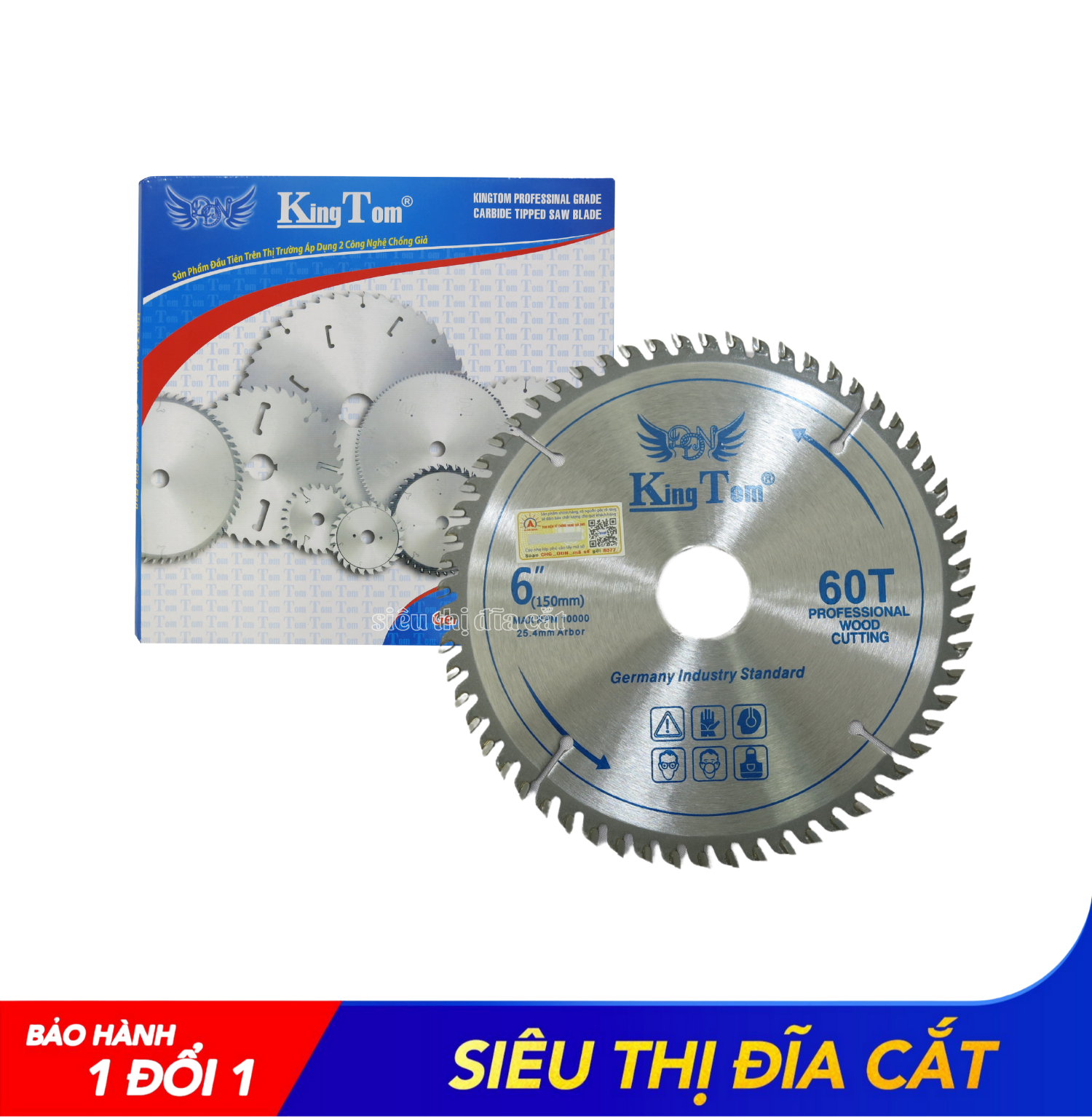 Lưỡi Cưa - Lưỡi Cắt Gỗ Cao Cấp 150-60 Răng KingTom - Chuyên Gỗ Cứng, Gỗ Có Đinh