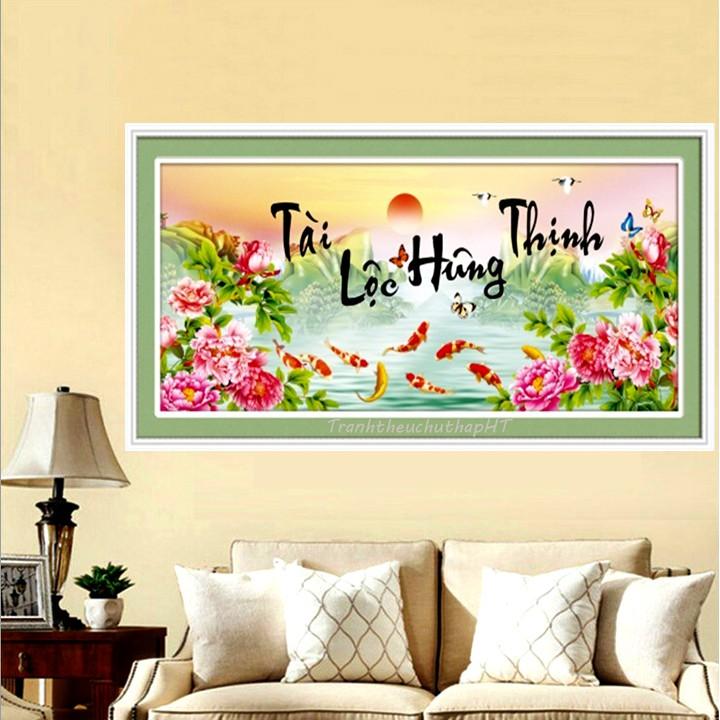 Tranh thêu chữ thập Tài lộc hưng thịnh LV3238 - tự thêu