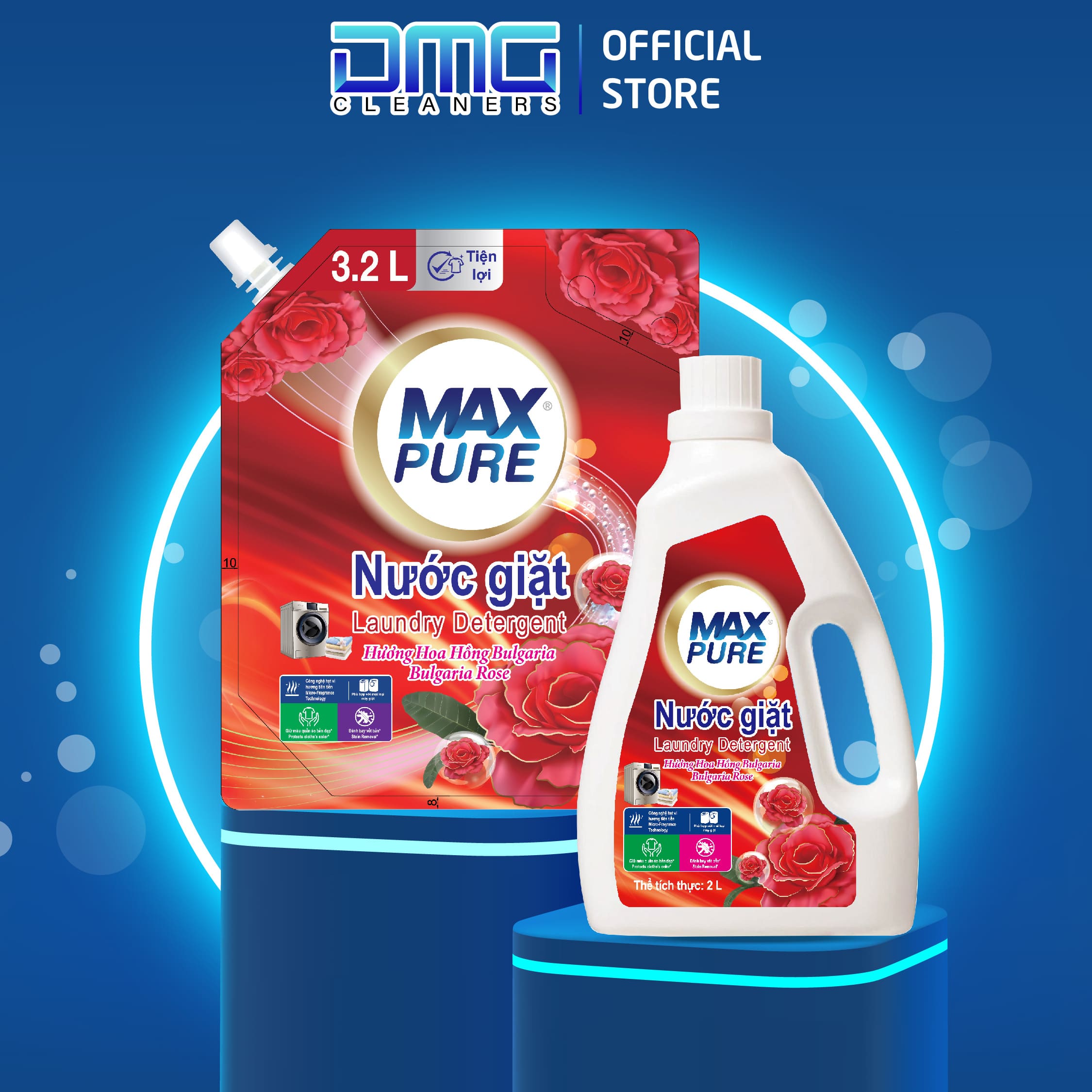 Combo Chai Nước Giặt Maxpure Hương Lily Hy Lạp 3L + Túi Nước Giặt Hương Lily Hy Lạp 3.2L