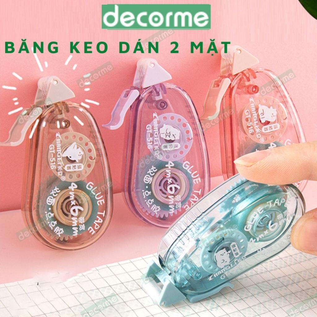 Băng keo dán 2 mặt DecorMe băng dán dạng bút kéo phong cách tối giản phụ kiện văn phòng phẩm size 4m*6mm