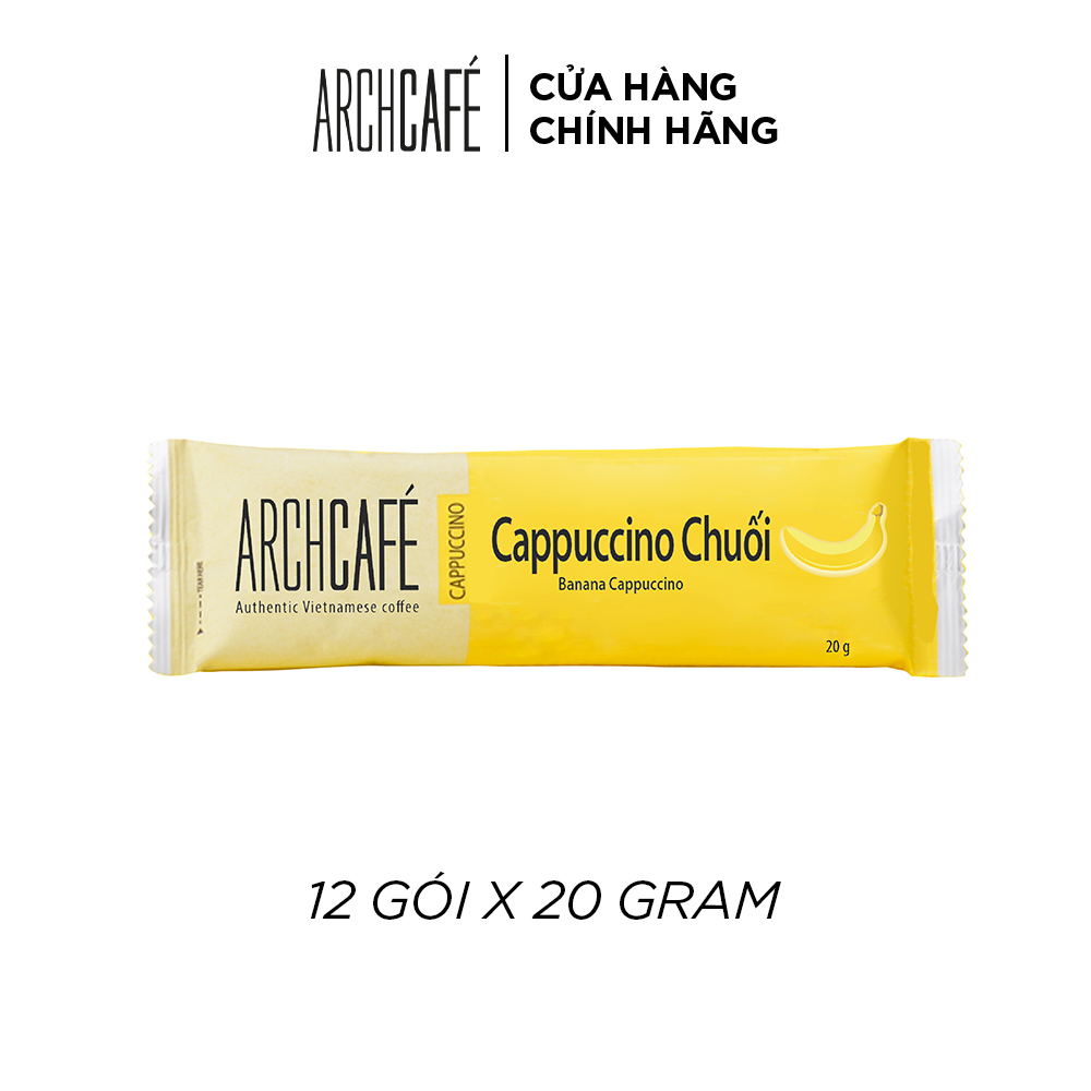 Cà phê Cappuccino Chuối - Cafe hoà tan Archcafé (hộp 12 gói x 20g)