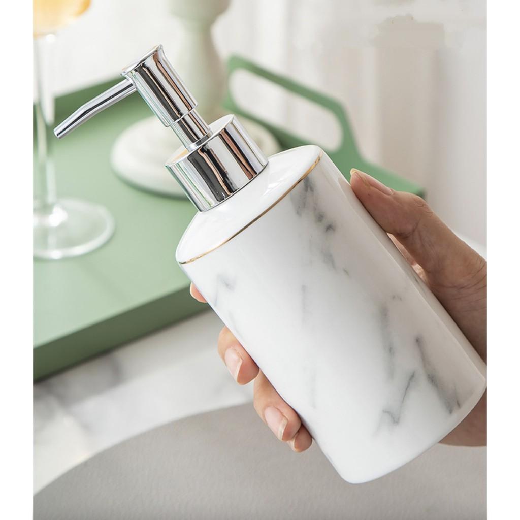 BỘ 4 DỤNG CỤ ĐỰNG GEL SỮA TẮM MARBLE WHITE 4PCS