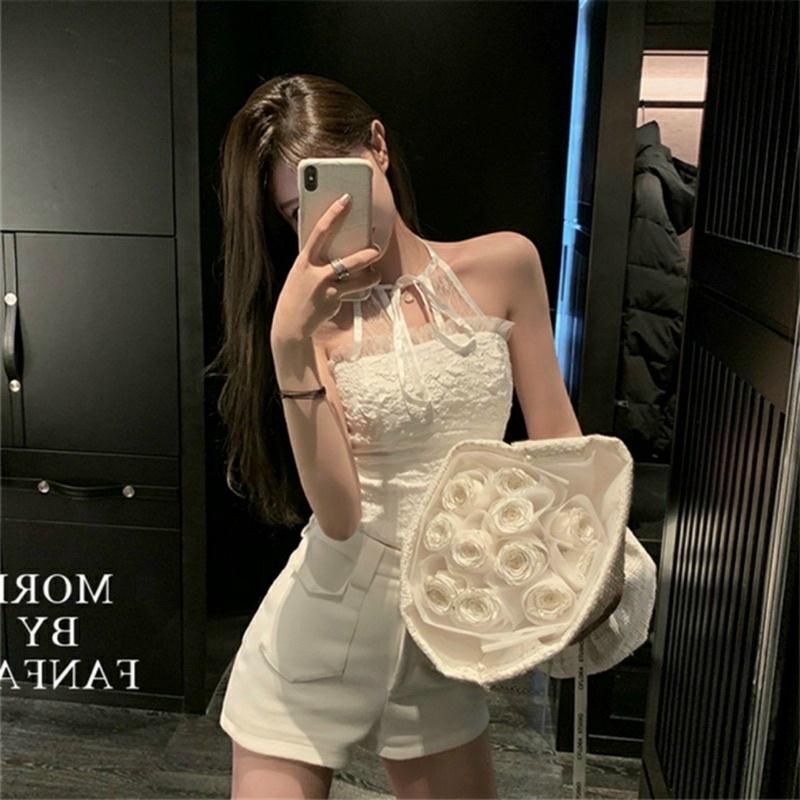 M34. Áo 2 dây ren cổ yếm tiểu thư, áo nữ kiểu ren đẹp sang chảnh 2022