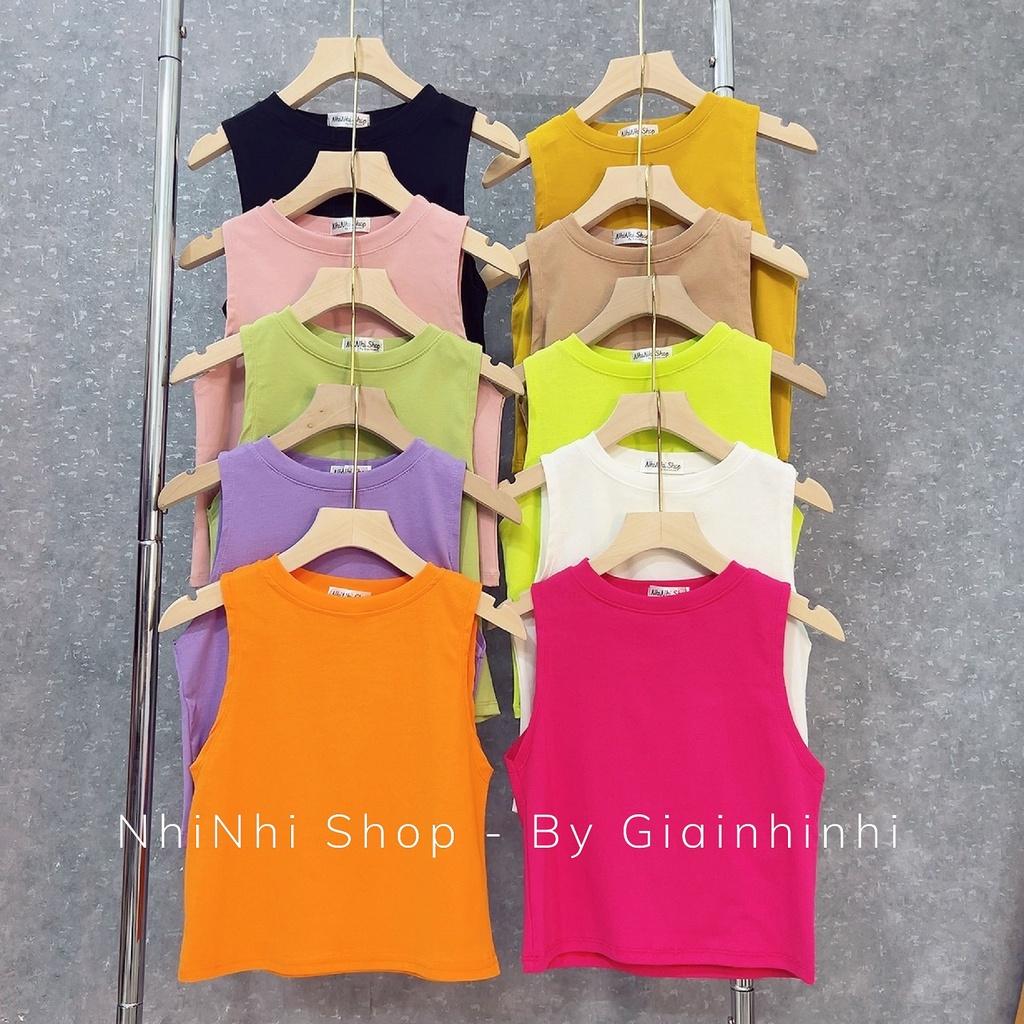 Áo ba lỗ dáng ngắn cổ tròn, Áo croptop sát nách form ôm co giãn CS0802 - NhiNhi Shop