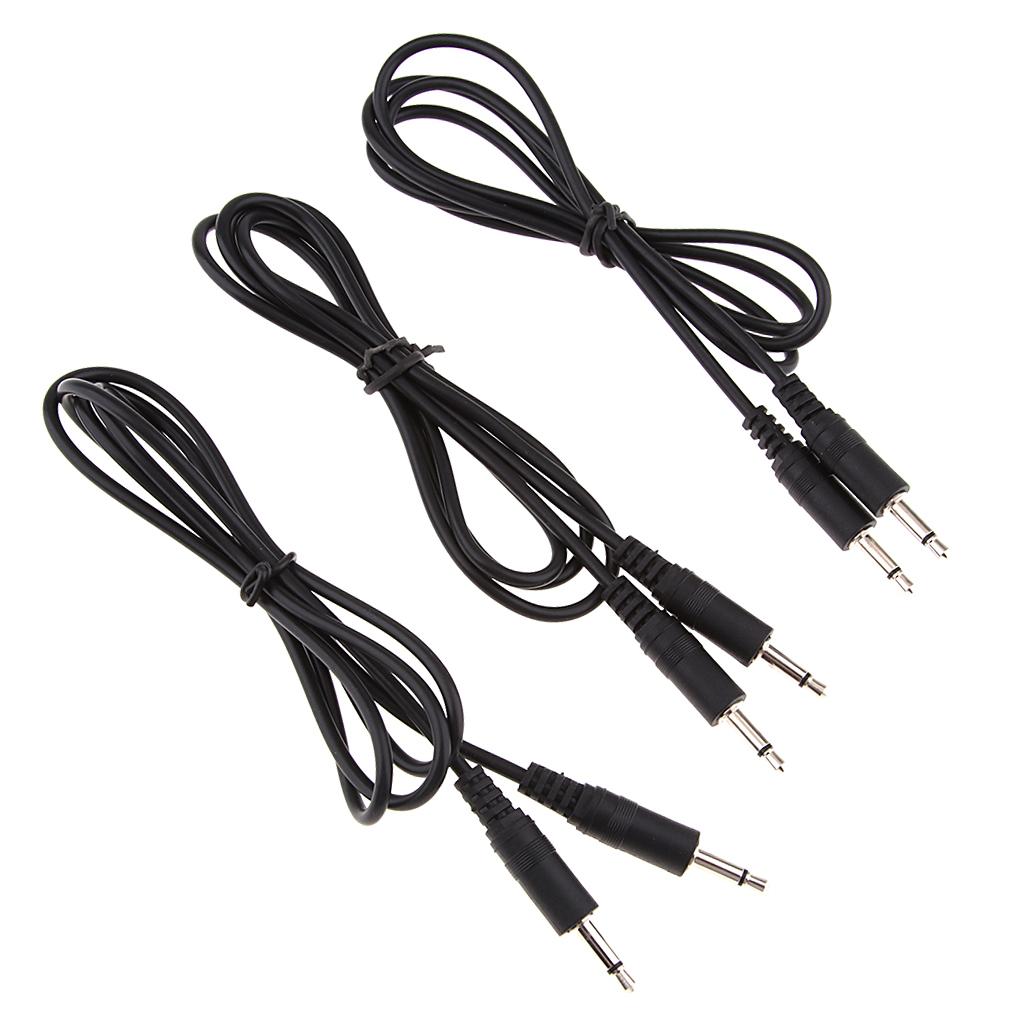 3 Cái 3,5 Mm Nam đến Nam Mono Jack Tai Nghe Dây Cáp âm Thanh 1M Đen