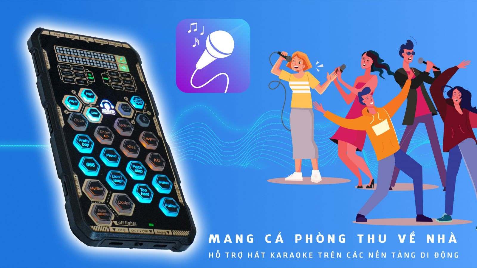 Sound card K9 mobile - Chơi game, thu âm, livestream, karaoke online đơn giản chỉ cần thêm tai nghe. Hàng Chính Hãng