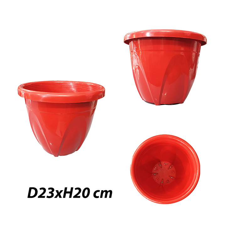 Chậu Nhựa Vành Tròn Giác Đỏ D23xH20cm - Chậu tròn giác chất liệu nhựa PP bền, đẹp VTNN Nông Điền Trang