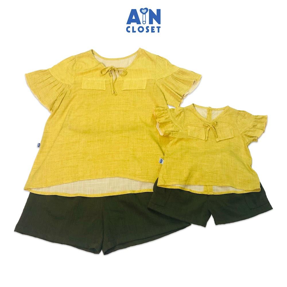 Bộ quần áo ngắn cho mẹ Xanh mạ linen - AICDMEMIBLBV - AIN Closet