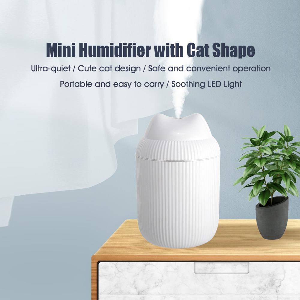 Mini Humidifier Cool Mist Portable Cat Air humidifier Ultra-Quiet Operation 220ml USB with 7 Color LED Night for Bedroom