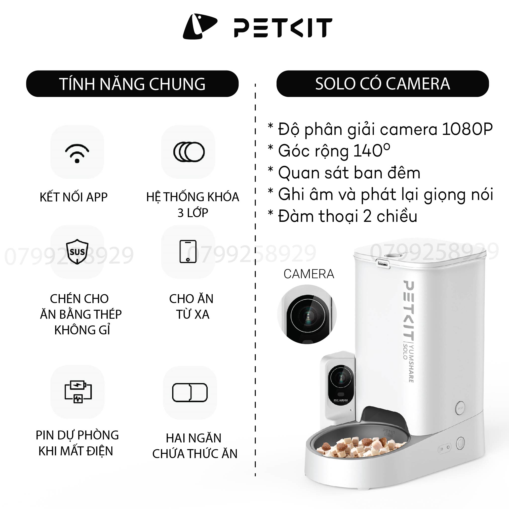 [Có CAMERA] Máy Cho Mèo, Chó Ăn Tự Động Petkit Fresh Element Solo YumShare màu Trắng