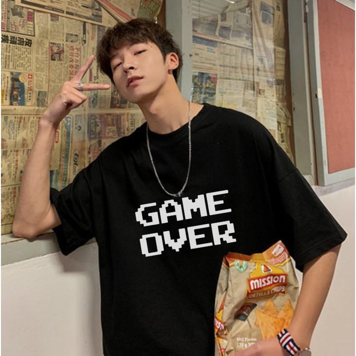 Áo thun nam nữ form rộng tay lỡ chữ kiểu GAME OVER họa tiết cá tính