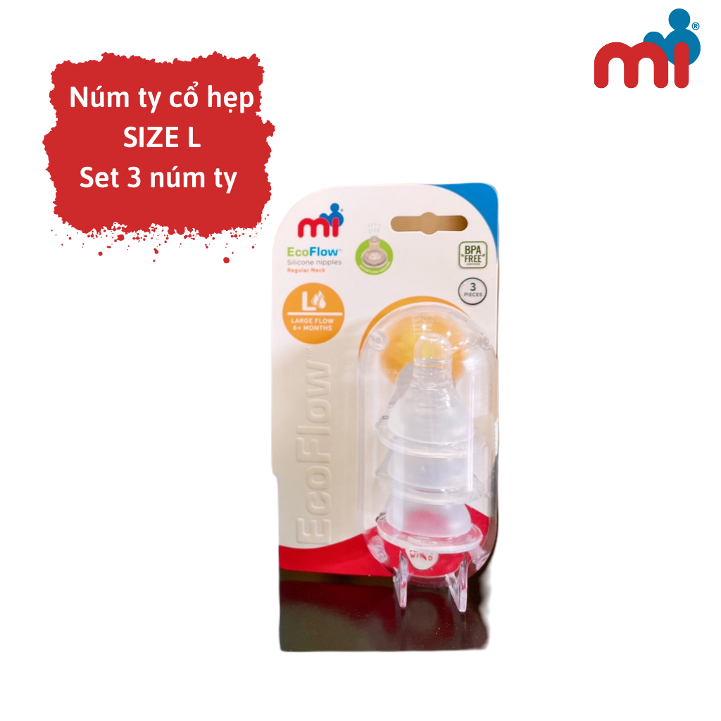 Núm ty cổ hẹp Mi size L (vỉ 3 chiếc) - Sản xuất  Thái Lan