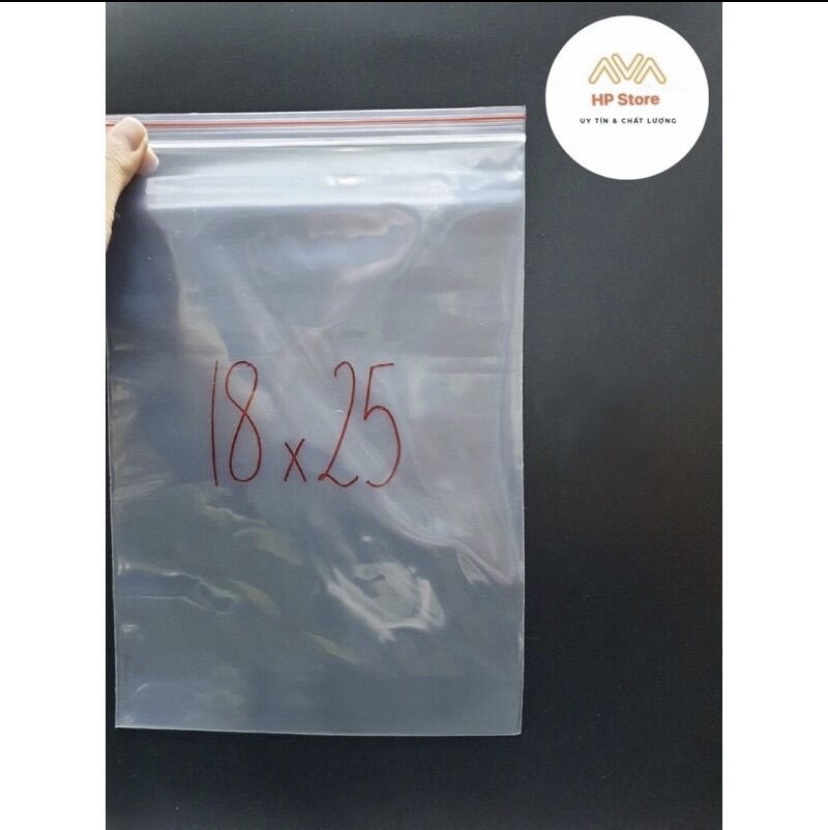 Túi Zip Trong Chỉ Đỏ Lớn Size 25cm x 18cm