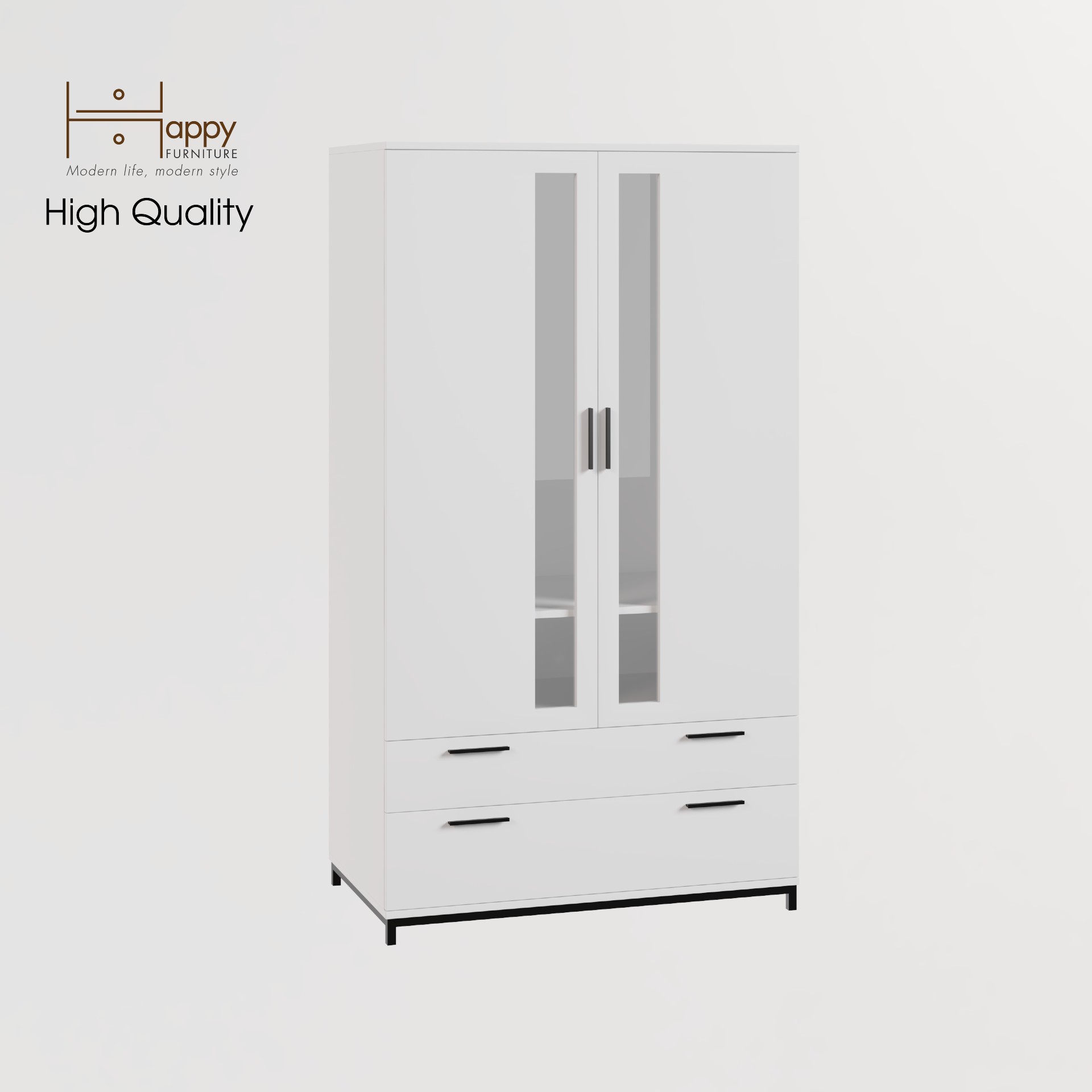 [Happy Home Furniture] LOUIS , Tủ quần áo 2 ngăn kéo 2 cửa mở - chân sắt , 100cm x 58cm x 180cm ( DxRxC), TCM_033