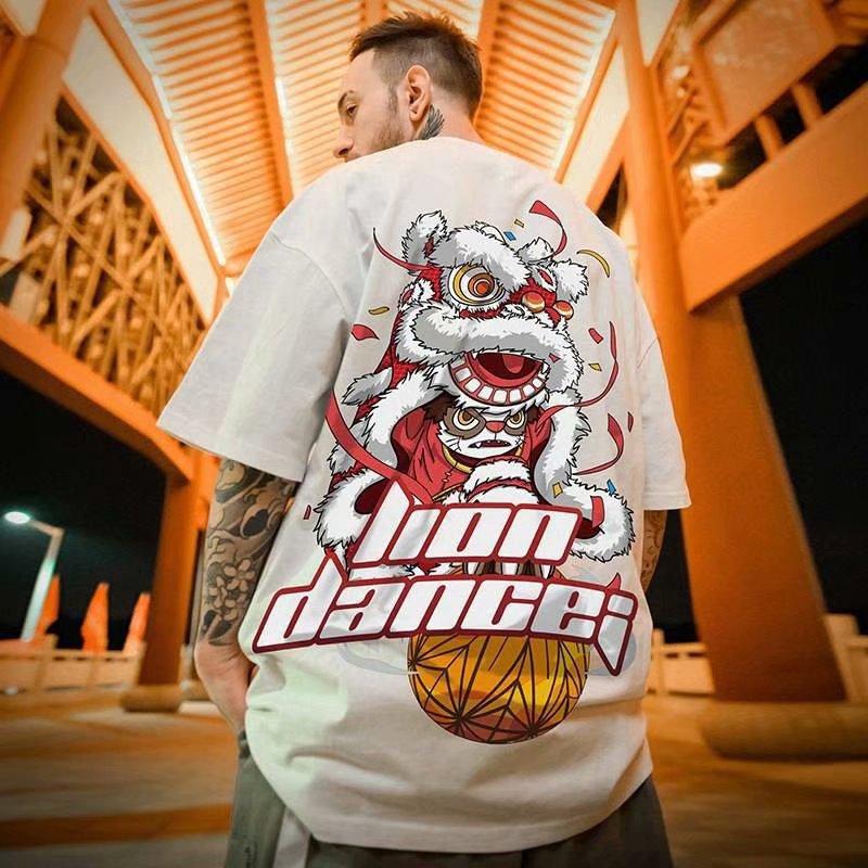 Áo thun ngắn tay dáng rộng in họa tiết hoạt hình cá tính có size S-5XL