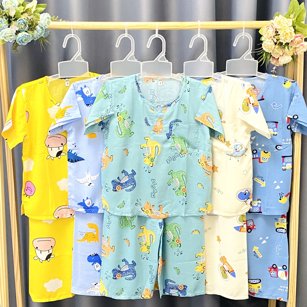 Bộ Quần áo Tole lanh Bé Trai - Mẫu Tay Ngắn Quần Dài cài 2 nút trước - Size 2-12 cho bé 7-35kg-  Chất vải tole lanh 2 da loại 1 mềm mịn mát cho bé trai| Hàng Việt Nam | Đồ bộ bé trai |quần áo trẻ em| Đồ tôn trẻ em
