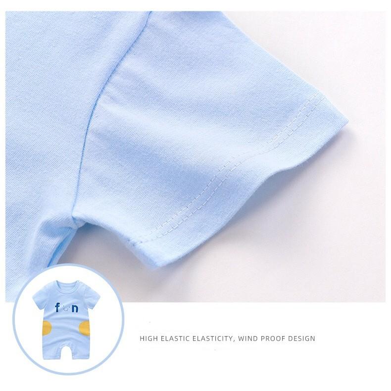 Bộ áo liền quần tay ngắn in họa tiết hoạt hình dễ thương chất vải cotton