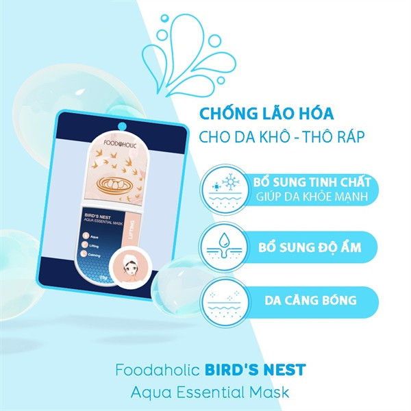 Mặt Nạ Cấp Nước Dưỡng Sáng, Tăng Độ Đàn Hồi Săn Chắc Da Foodaholic Bird's Nest Aqua Essential Mask 23g