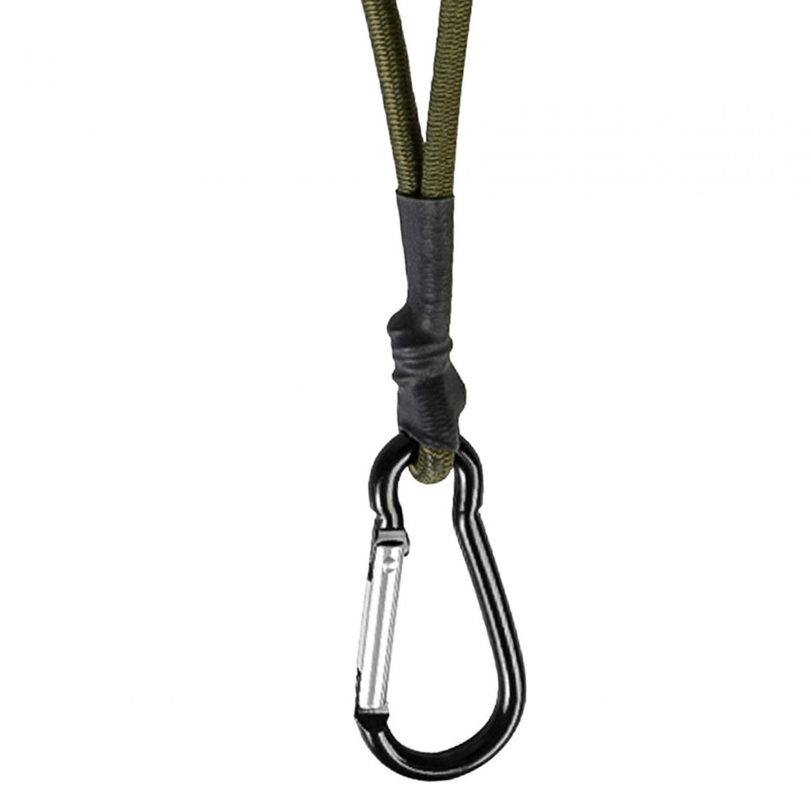 2xBungee Cord with Carabiner Hook Bungee Canopy Ties for Tarpaulin Tarps Tents Green